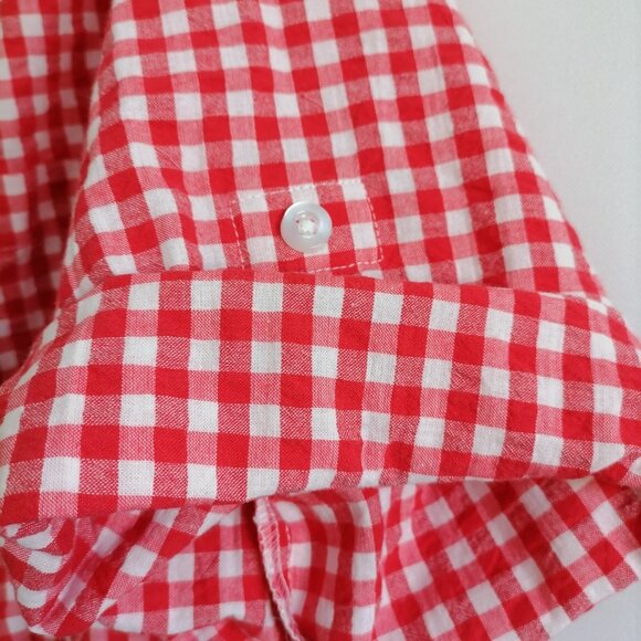 Woman Within Womons Red Gingham Plaid Casual Wear Button Up Shirt Size 18/20 - Picture 4 of 7